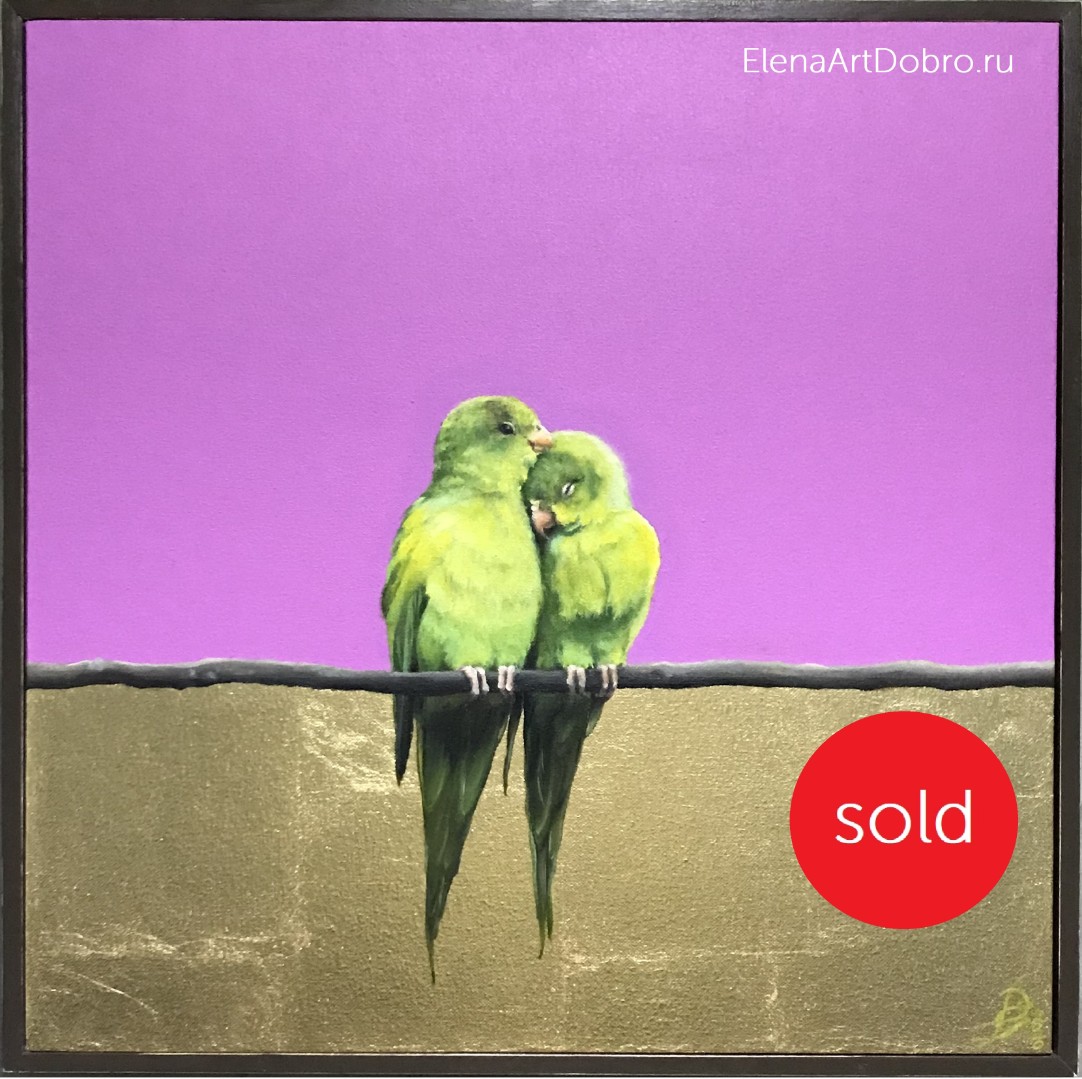 Картина “Пара зеленых мексиканских попугаев”